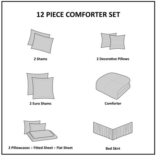 12 Piece Comforter Set With Cotton Bed Sheets Blue King - 4