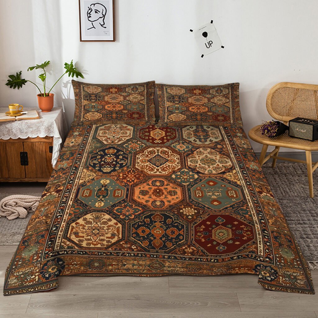 4pcs Retro Bohemian Geometric Style Minimalist Comfort Series Bed 1Fitted Sheet 1 Sheet And Two Pillowcases Bedding For All Seasons Use - 5