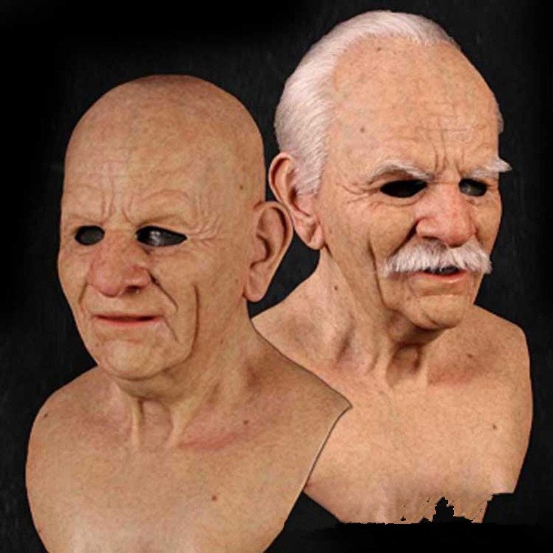 Old man mask white hair white beard headgear halloween - 4