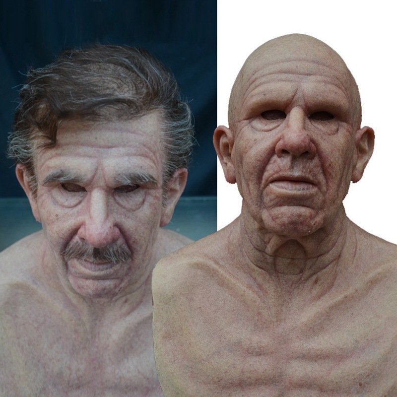 Old man mask white hair white beard headgear halloween - 6