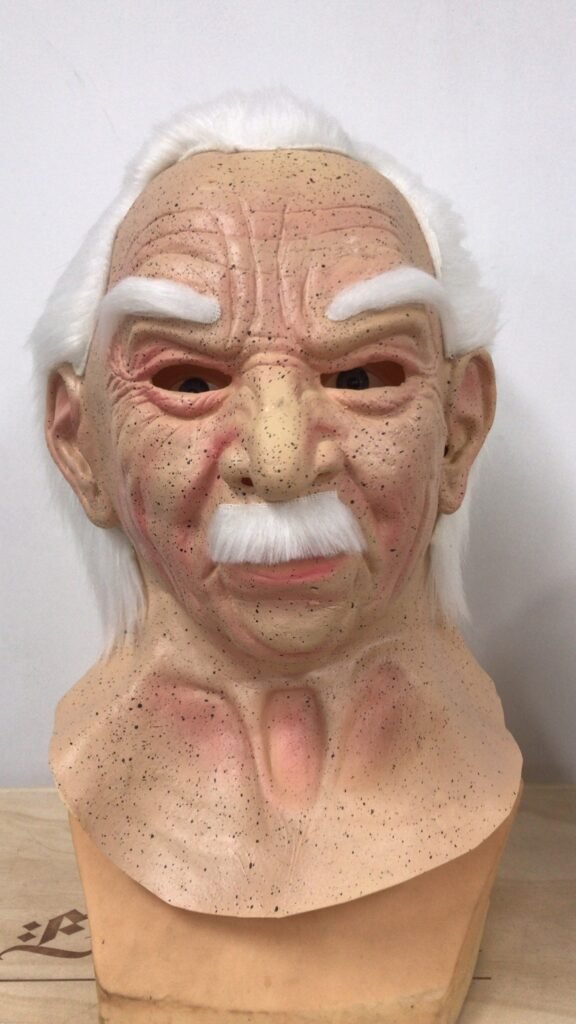 Old man mask white hair white beard headgear halloween - 3