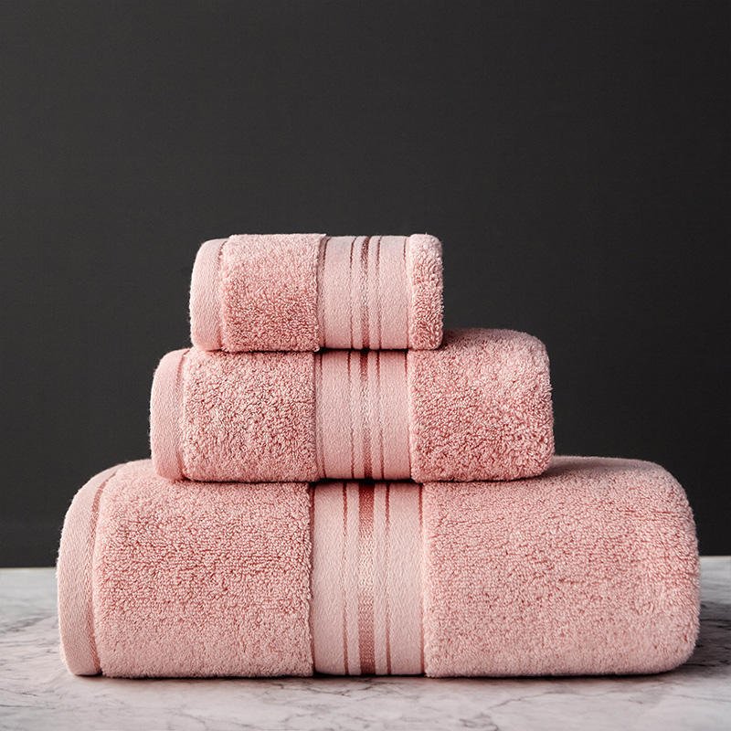 Pure Color Thick Cotton Bath Towel Set Towel Set Increased Pure Cotton Beach Towel Beauty Salon Bath Towel - 5
