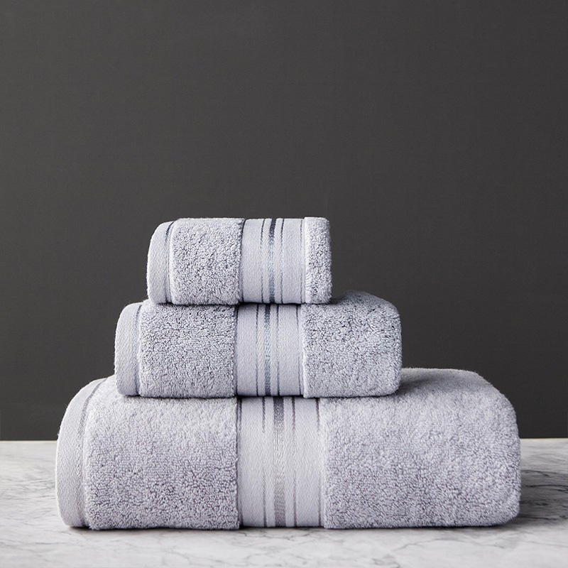 Pure Color Thick Cotton Bath Towel Set Towel Set Increased Pure Cotton Beach Towel Beauty Salon Bath Towel - 3