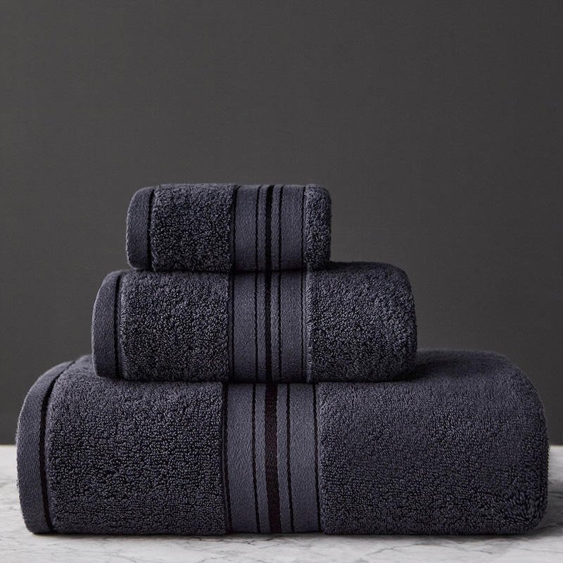 Pure Color Thick Cotton Bath Towel Set Towel Set Increased Pure Cotton Beach Towel Beauty Salon Bath Towel - 2