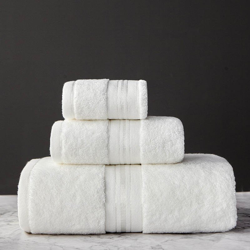 Pure Color Thick Cotton Bath Towel Set Towel Set Increased Pure Cotton Beach Towel Beauty Salon Bath Towel - 10