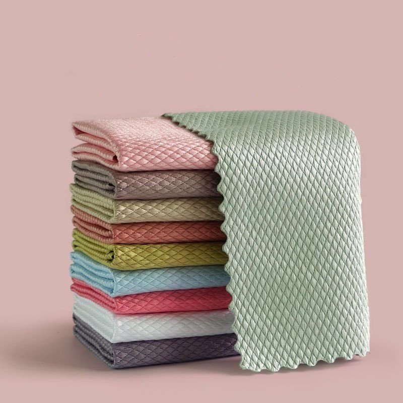 Fish Scale Rag Seamless Glass Cleaning Kitchen Absorbent Towel - 6