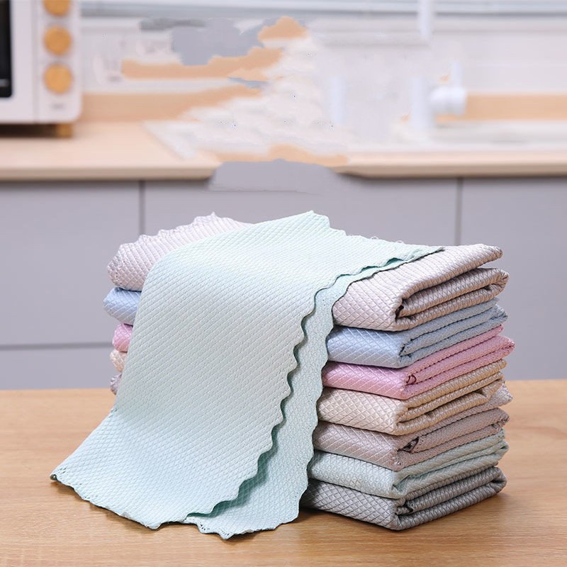 Fish Scale Rag Seamless Glass Cleaning Kitchen Absorbent Towel - 7