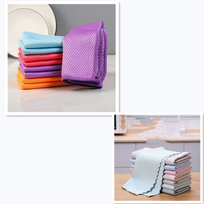 Fish Scale Rag Seamless Glass Cleaning Kitchen Absorbent Towel - 8