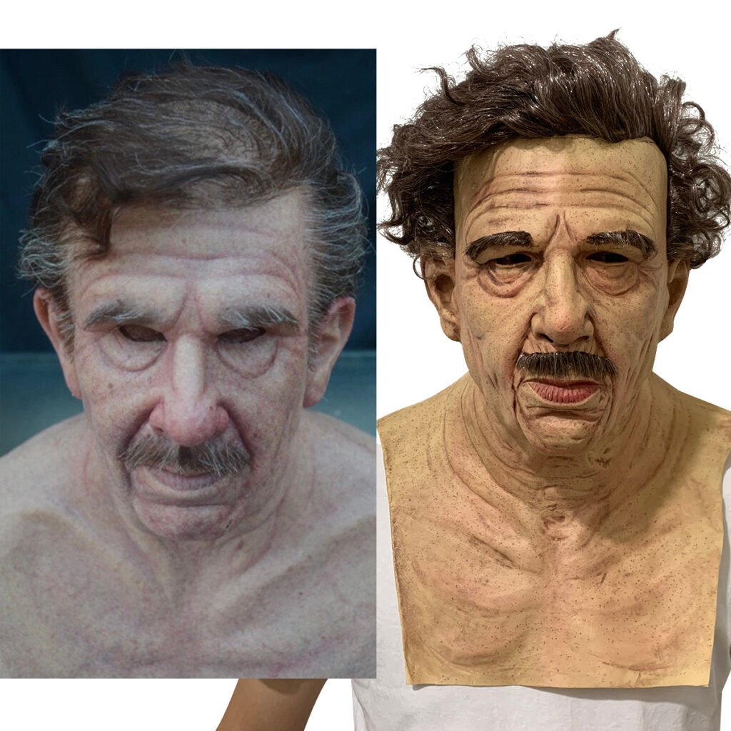 Old man mask white hair white beard headgear halloween - 2