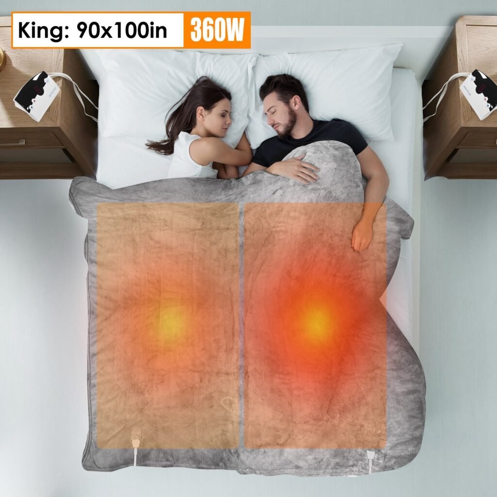 1Pc Electric Heated King Size Fleece Heated Blanket With Dual Controller 10 Heating Levels 10 Hours Auto Off Machine Washable For Home Office Usage 90x100in - 5