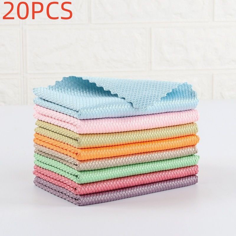 Fish Scale Rag Seamless Glass Cleaning Kitchen Absorbent Towel - 10