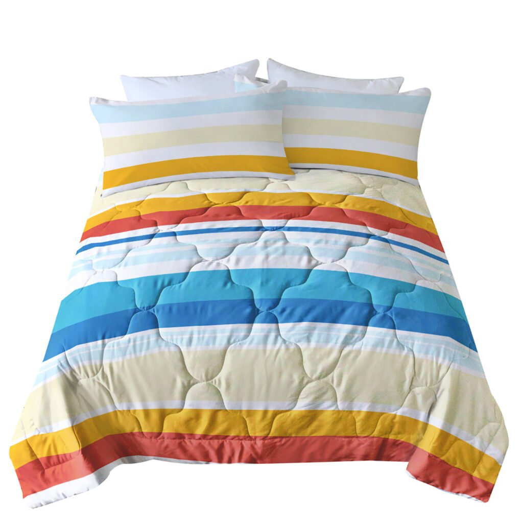 3pcs Soft And Comfortable Bedding Comforter Set Items With Rainbow Stripes, Including One Comforter Set And Two Pillowcases, Suitable For All Seasons - 5