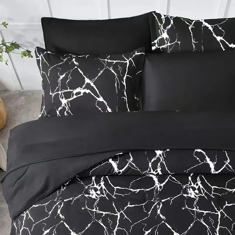 Black Marble Pattern Bed Set - 2