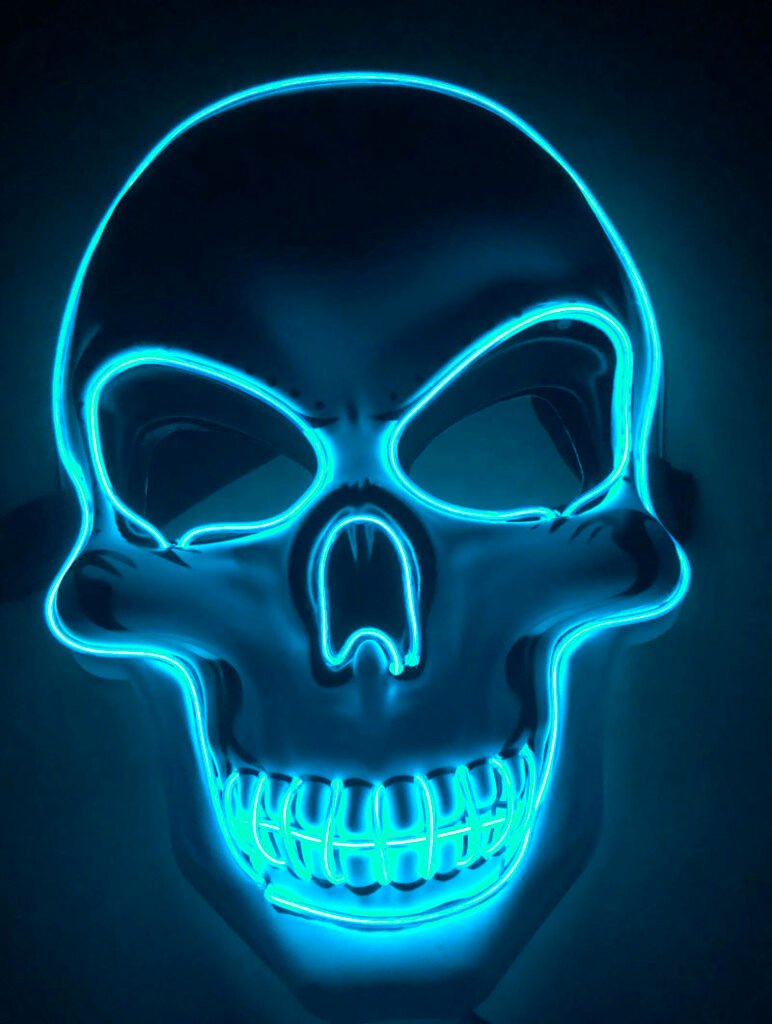 Halloween Skeleton Mask LED Glow Scary Mask - 8