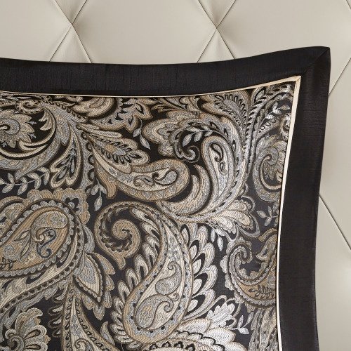12 Piece Comforter Set With Cotton Bed Sheets Black Queen - 7