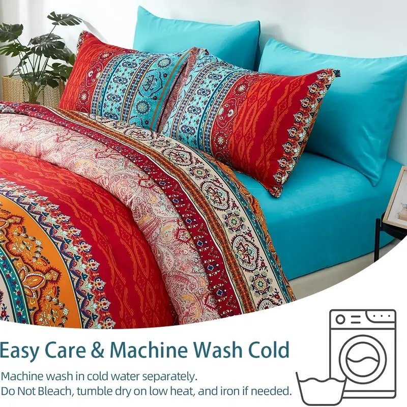 Boho Red Duvet Cover - 3