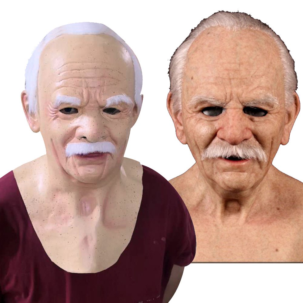 Old man mask white hair white beard headgear halloween - 10