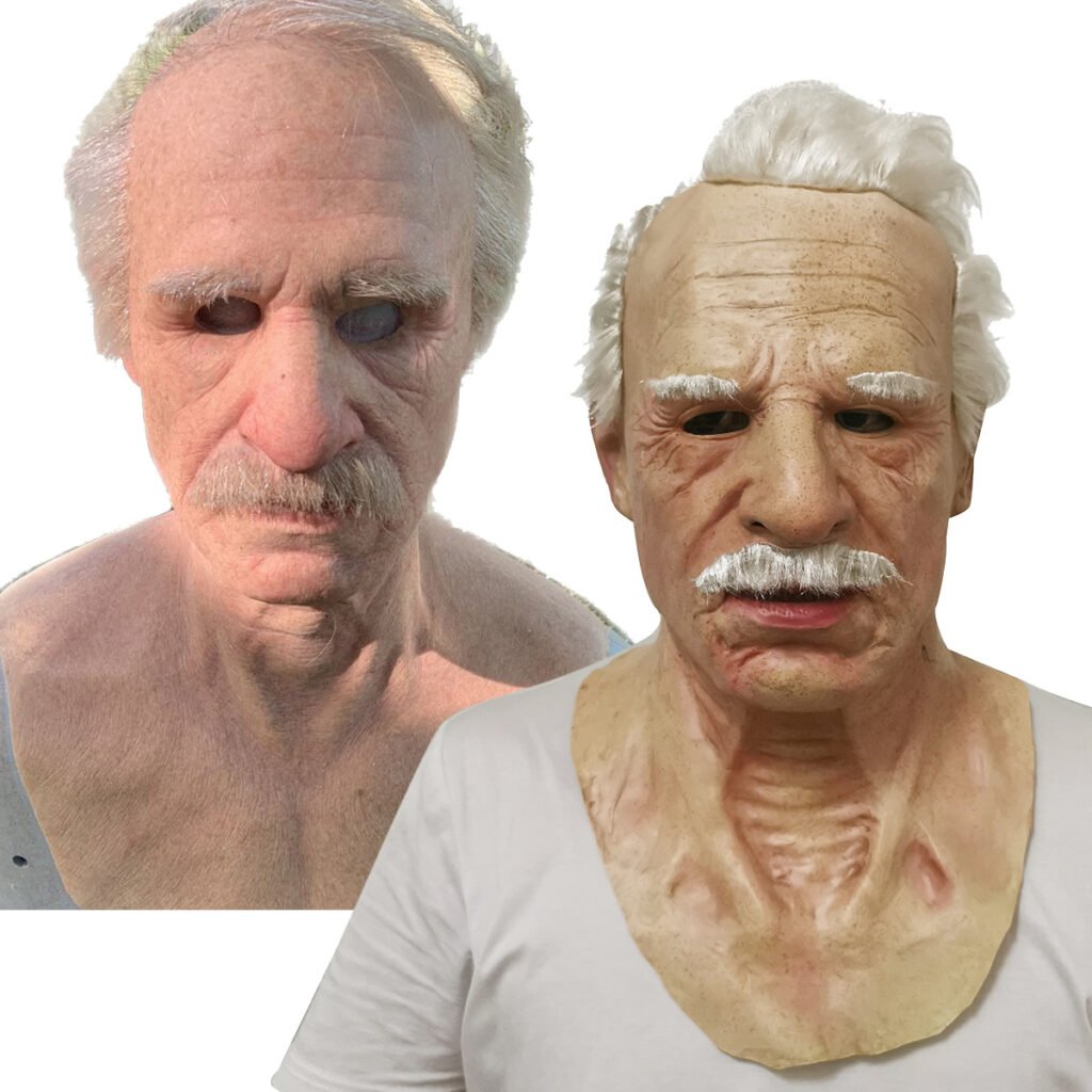 Old man mask white hair white beard headgear halloween - 5