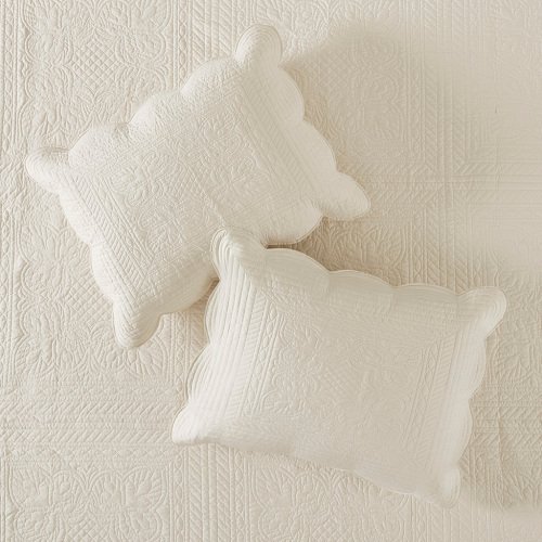 3 Piece Reversible Scalloped Edge Quilt Set Cream King Cal King - 2