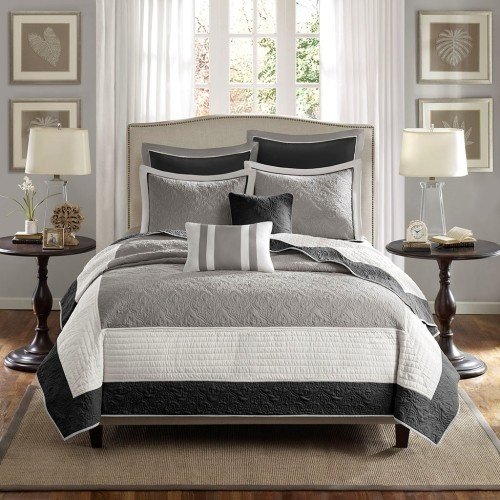 7 Piece Quilt Set With Euro Shams And Throw Pillows Beige FullQueen - 4