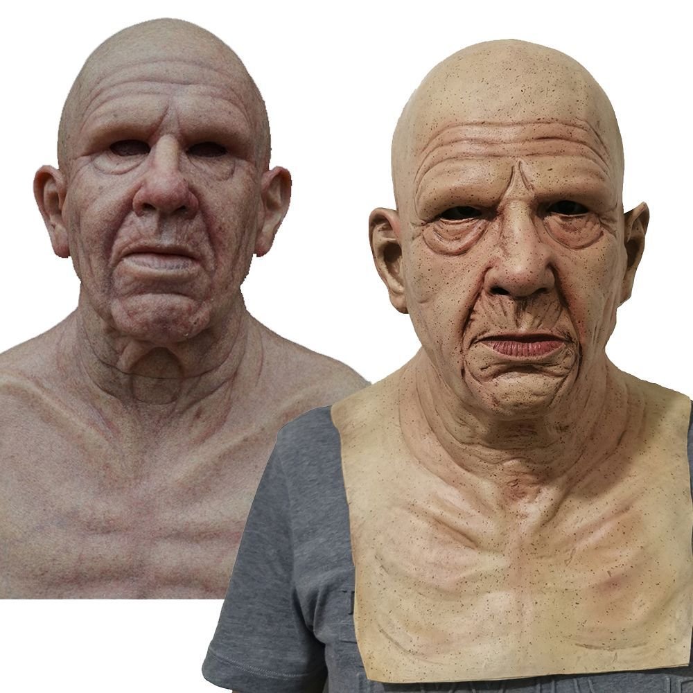 Old man mask white hair white beard headgear halloween - 9