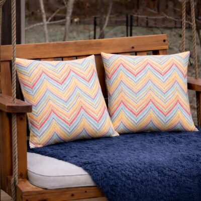 2 Pack Outdoor Throw Pillows, Waterproof & Fade-Resistant Patio Cushions For Garden, Porch, Poolside Furniture – Soft & Comfortable Decorative Pillow Covers 18×18 Inch, Muted Multicolor