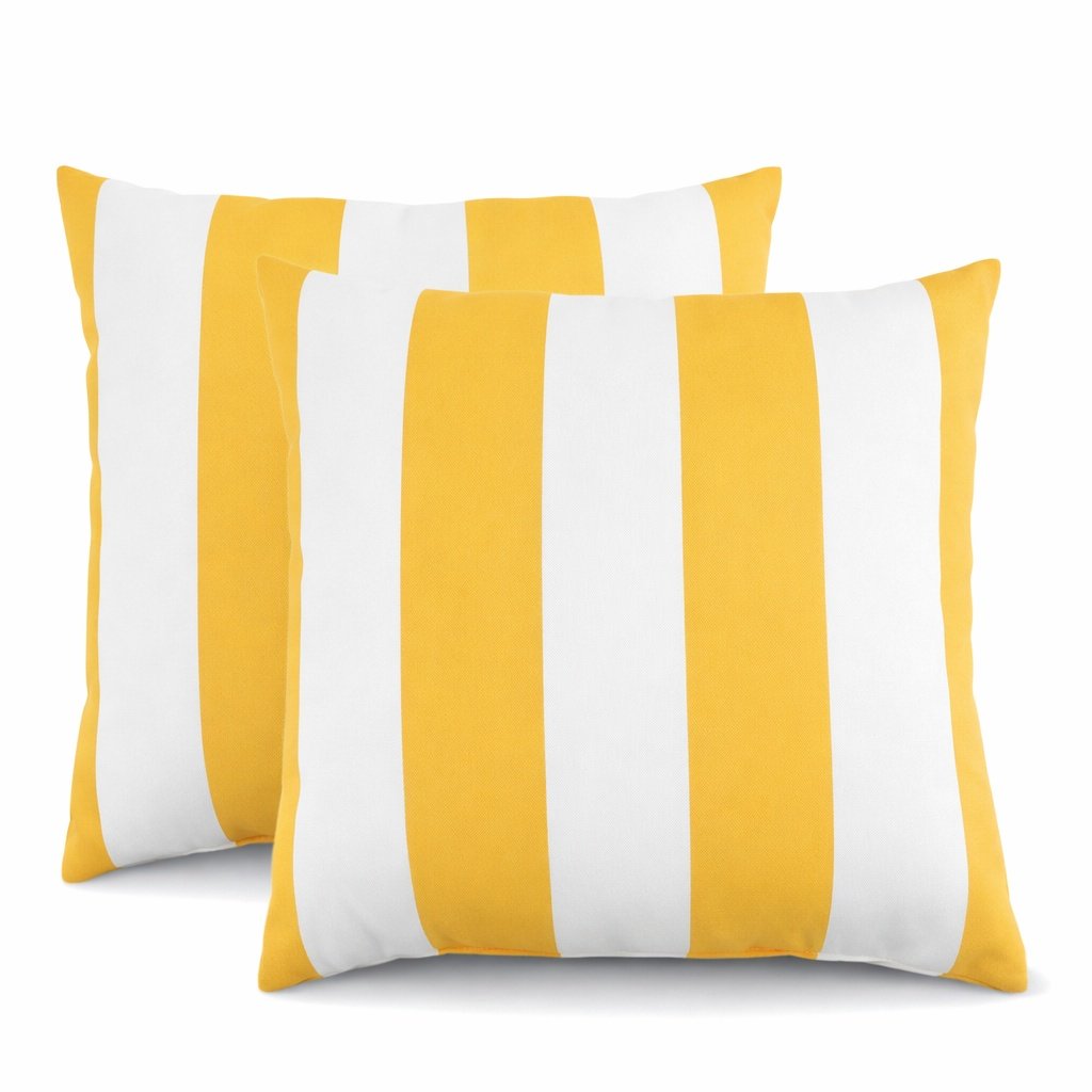 2 Pack Outdoor Throw Pillows, Waterproof & Fade-Resistant Patio Cushions For Garden, Porch, Poolside Furniture – Soft & Comfortable Decorative Pillow Covers 18×18 Inch, Yellow White - 3
