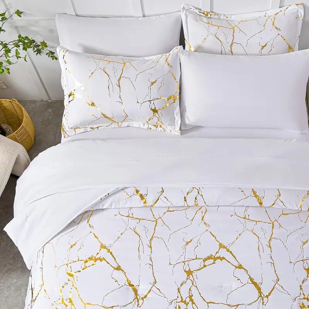 Marble White Duvet Cover Set - 3