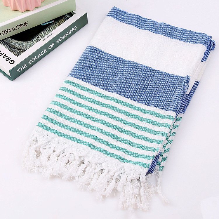 Cotton striped beach towel 100x180cm - 9