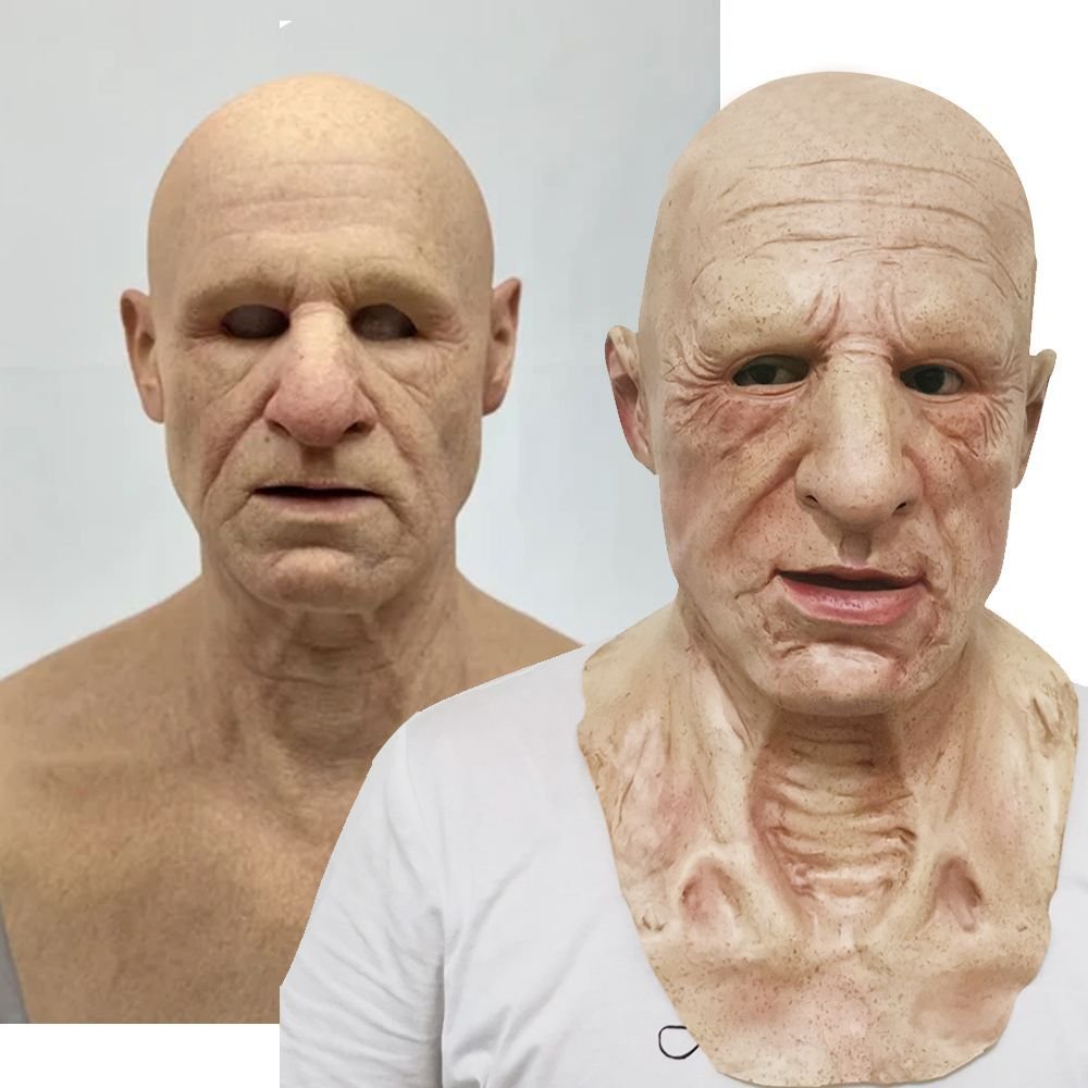 Old man mask white hair white beard headgear halloween - 8