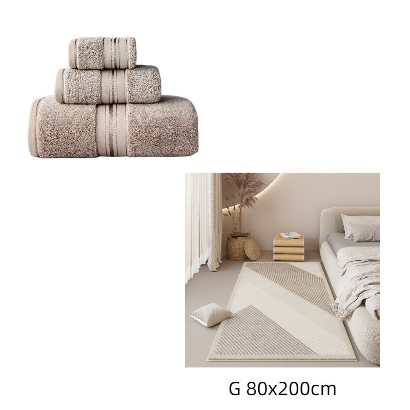 Pure Color Thick Cotton Bath Towel Set Towel Set Increased Pure Cotton Beach Towel Beauty Salon Bath Towel - 6
