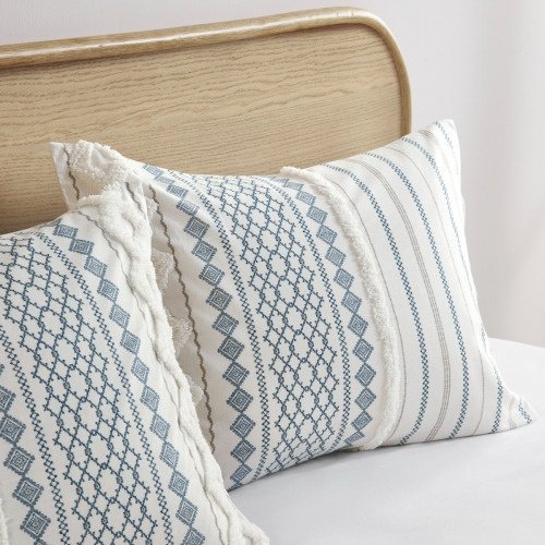 King Cal King Cotton Printed Duvet Cover Set With Chenille - 5