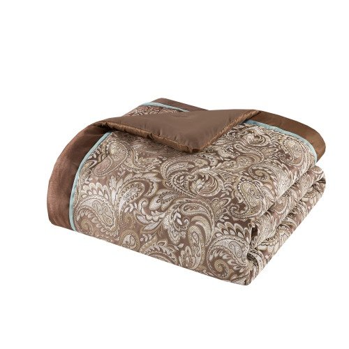 12 Piece Comforter Set With Cotton Bed Sheets Blue Brown Full - 9