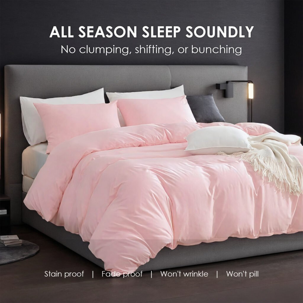 Solid Color Oversized Duvet Cover Set. Available In White And Pink. Premium Microfiber Fabric With Hotel-grade Minimalist Design. Versatile For Bedrooms And Guesthouses. Perfect Christmas Gift. - 2