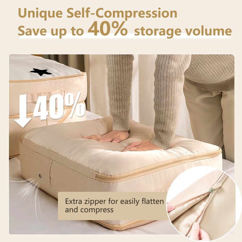 1Pc Foldable Storage Bag For Comforter Quilt Blanket Clothes Season Changing Organization Pillows Beddings With Dual Zippers - 6