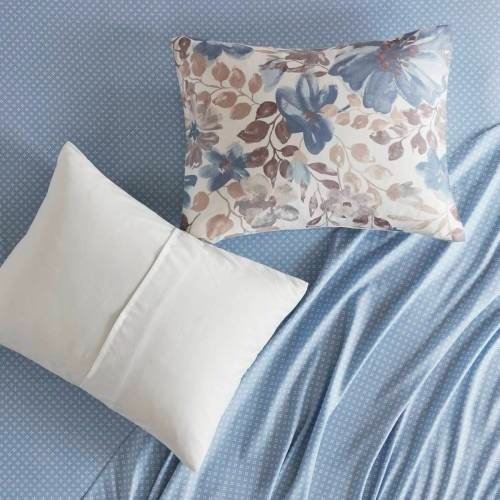 Floral Comforter Set With Bed Sheets Blue Queen - 8