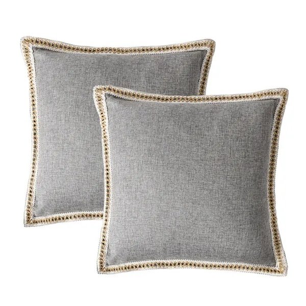 A Set Of Two-piece Retro Linen Trimmed Pillowcases - 2