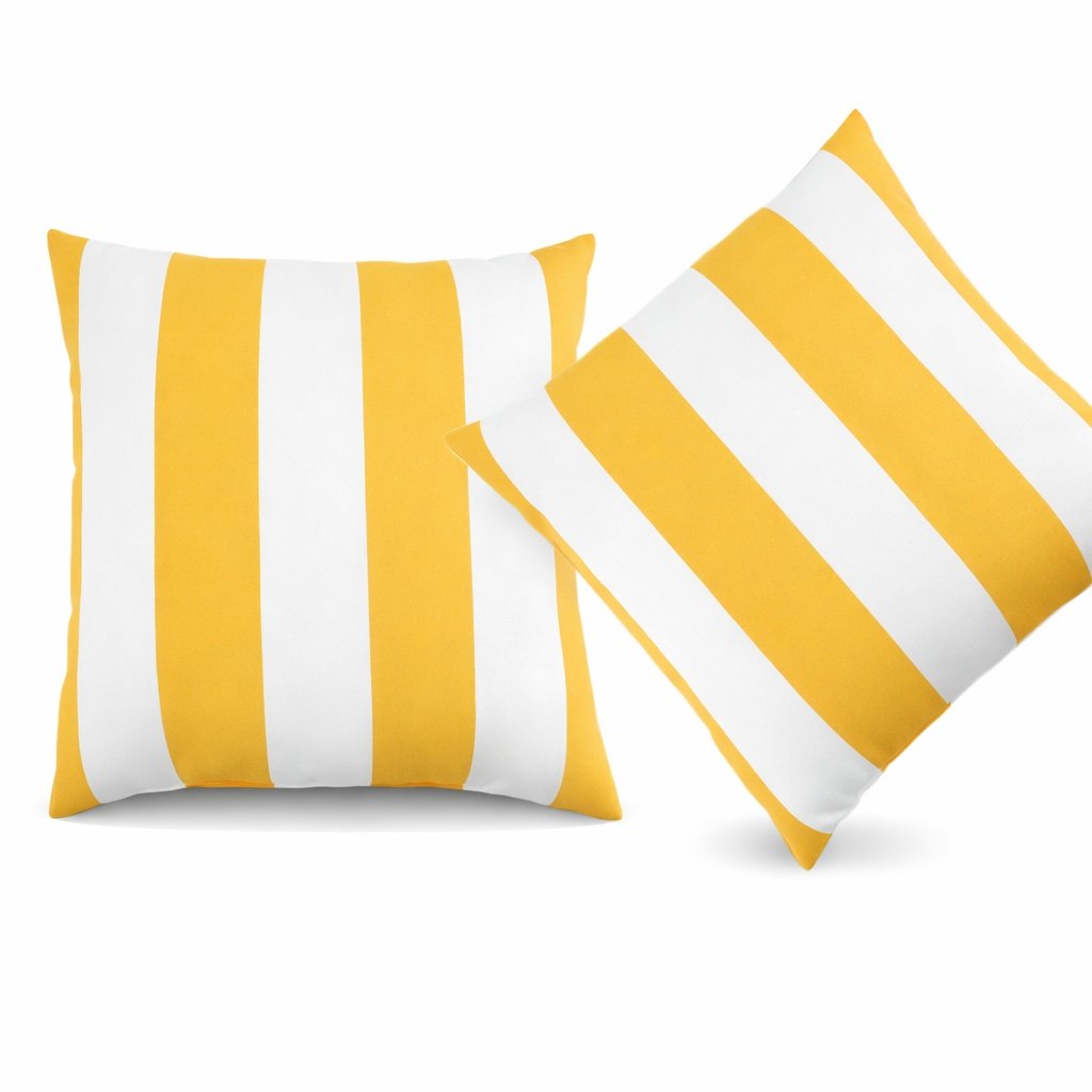 2 Pack Outdoor Throw Pillows, Waterproof & Fade-Resistant Patio Cushions For Garden, Porch, Poolside Furniture – Soft & Comfortable Decorative Pillow Covers 18×18 Inch, Yellow White - 4