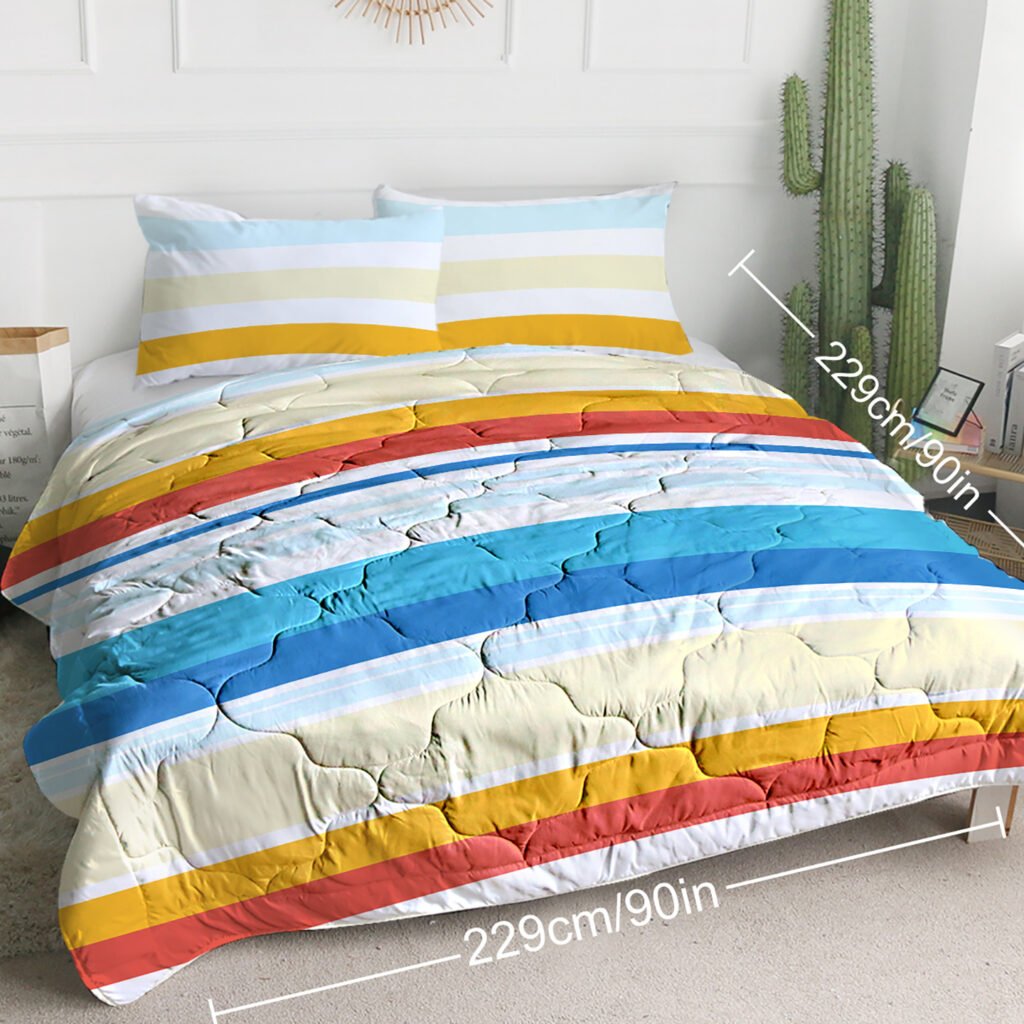 3pcs Soft And Comfortable Bedding Comforter Set Items With Rainbow Stripes, Including One Comforter Set And Two Pillowcases, Suitable For All Seasons - 2