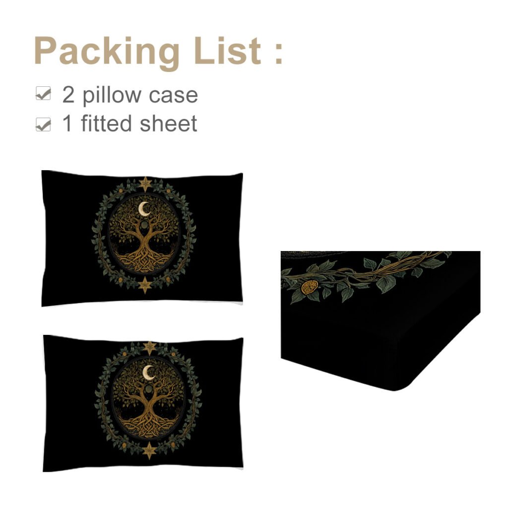 3pcs Tree Of Life Minimalist Comfort Series Bed Fitted Sheet And Two Pillowcases Bedding For All Seasons Use - 6