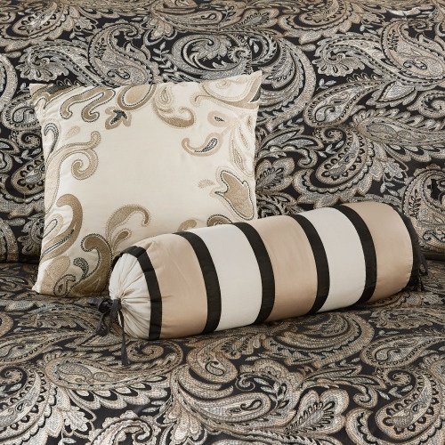12 Piece Comforter Set With Cotton Bed Sheets Black Queen - 3