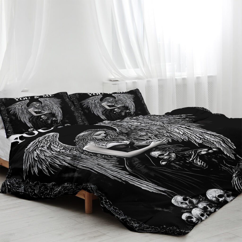 3 Pcs Of Dark Angel Skull Themed Printed Bedding Series Suitable For All Seasons - 6