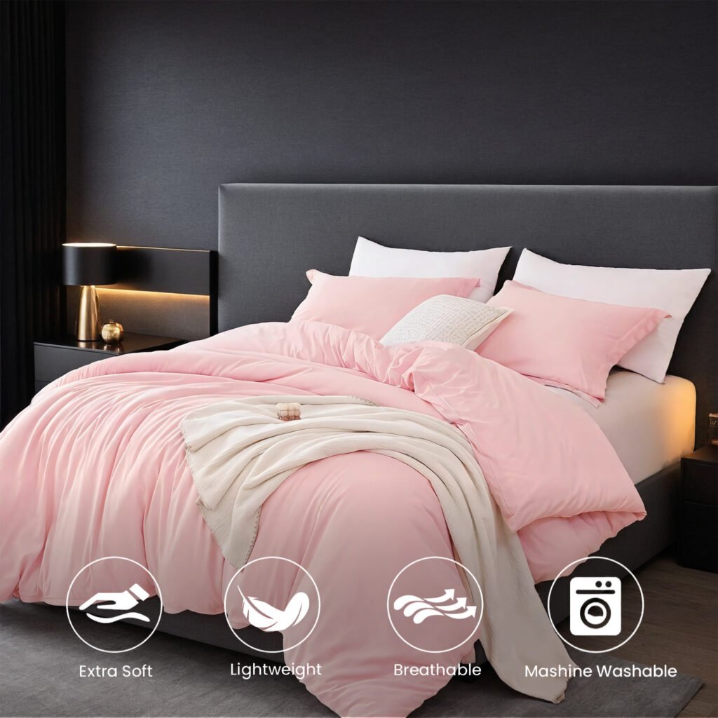 Solid Color Oversized Duvet Cover Set. Available In White And Pink. Premium Microfiber Fabric With Hotel-grade Minimalist Design. Versatile For Bedrooms And Guesthouses. Perfect Christmas Gift. - 6