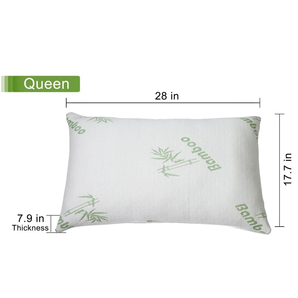 2Pcs Or 1Pcs Bamboo Memory Foam Pillow Hypoallergenic Bed Pillow For Head Neck Rest Sleeping Shredded Pillow Washable Cover Queen Size Pillow - 4