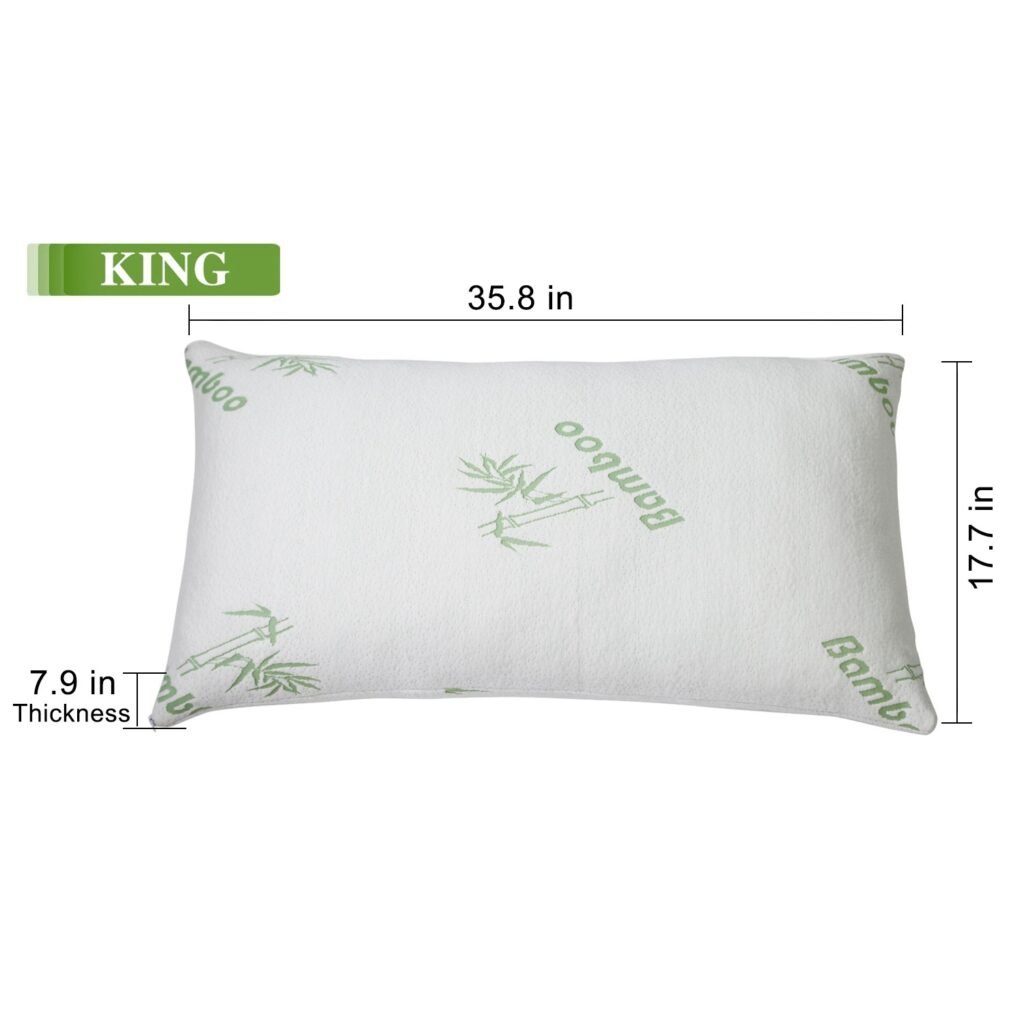 2Pcs Or 1Pcs Bamboo Memory Foam Pillow Hypoallergenic Bed Pillow For Head Neck Rest Sleeping Shredded Pillow Washable Cover Queen Size Pillow - 6