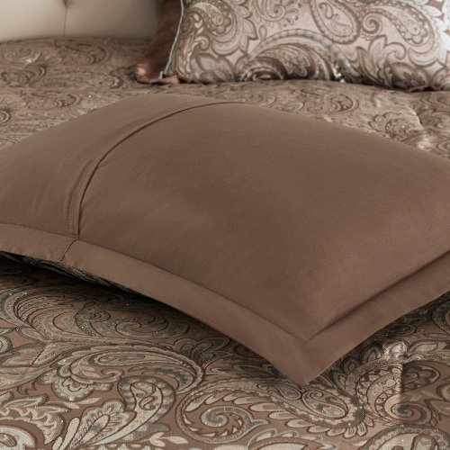 12 Piece Comforter Set With Cotton Bed Sheets Blue Brown Full - 3