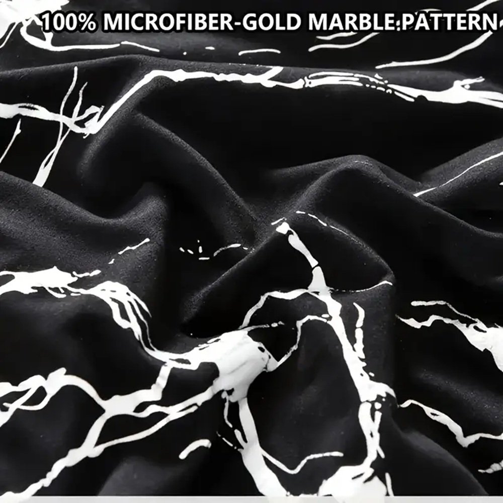 Black Marble Pattern Bed Set - 4