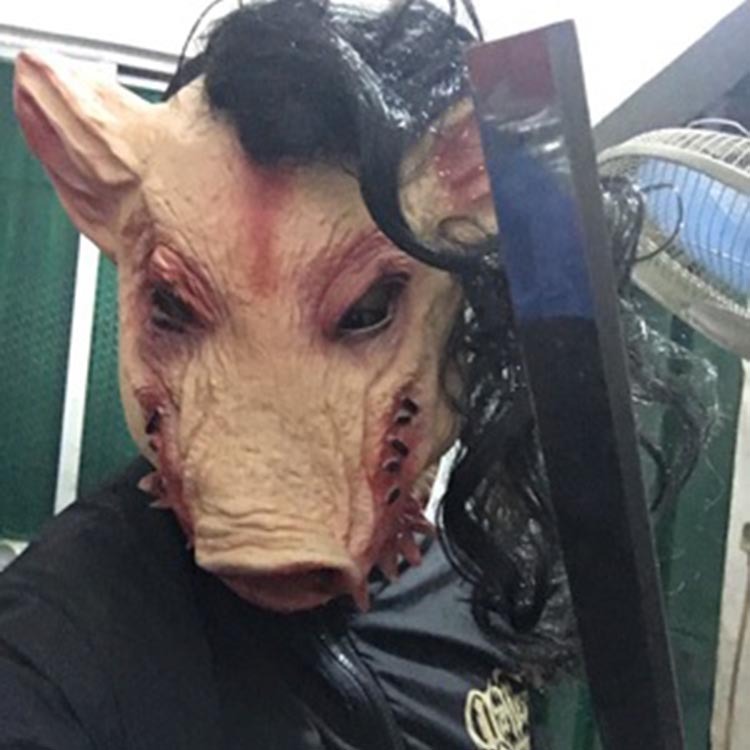 Animal Headgear Horror Douyin Children Chainsaw Horror Pig Bajie Mask With Hair Pig Head Mask - 4