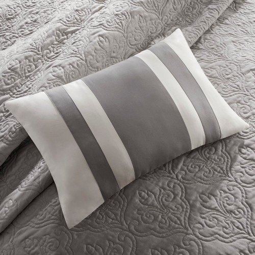 7 Piece Quilt Set With Euro Shams And Throw Pillows Beige FullQueen - 2