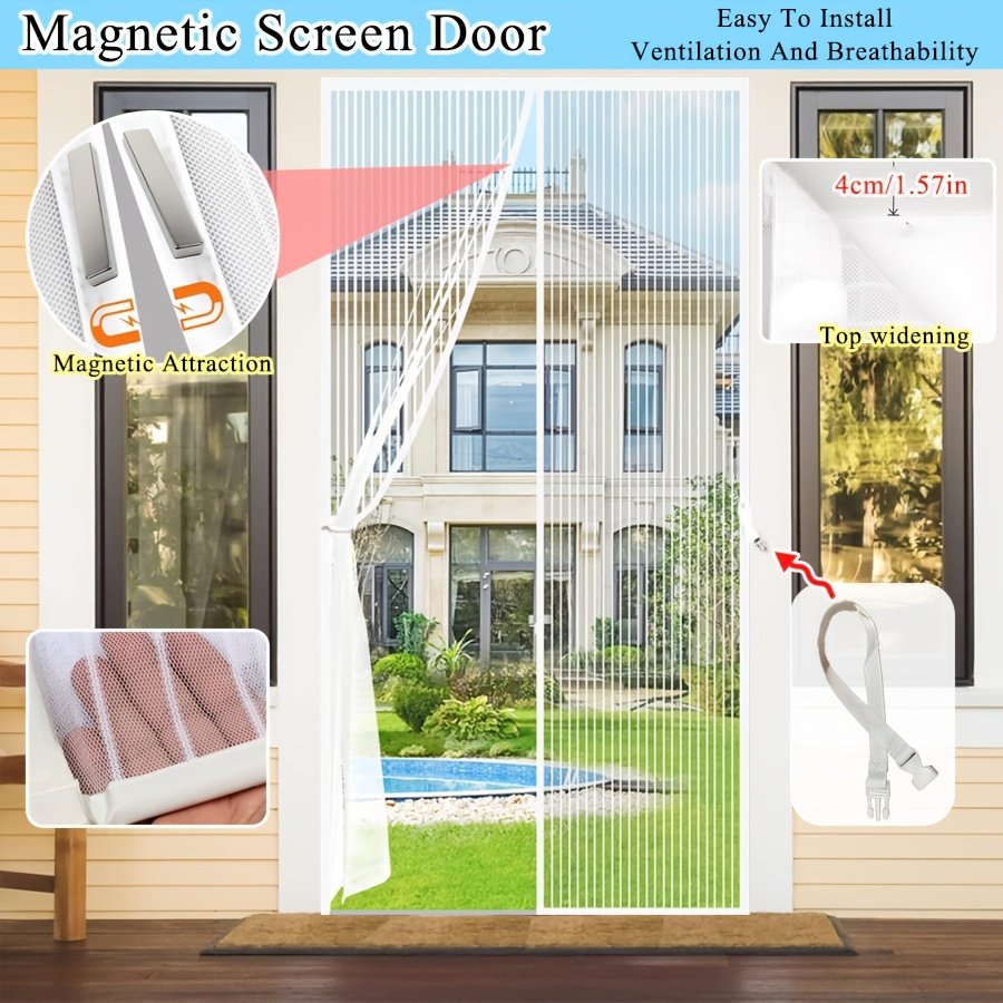 White Magnetic Door Screen Window Mosquito Net Glass Fiber Gauze Can Be Customized In Size, Mesh And Insect Proof, Sturdy And Durable